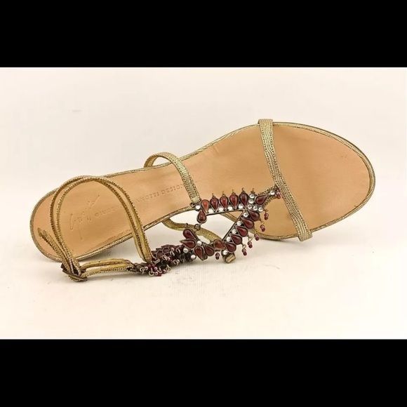 GIUSEPPE ZANOTTI Gold Dress Embellished Sandal S 8 EU 38 NIB - Picture 11 of 12